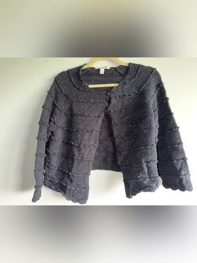 Textured Black Women’s Cardigan Sweater